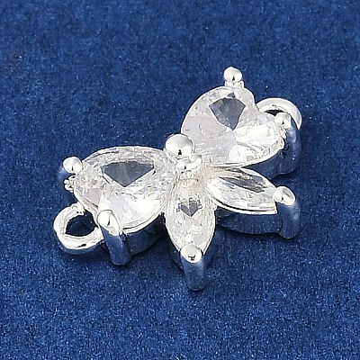 Brass Clear Cubic Zirconia Connector Charms KK-I719-03S-1