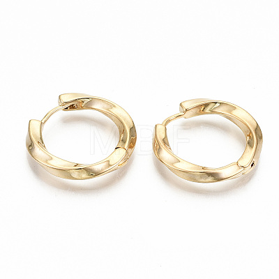 Brass Huggie Hoop Earrings KK-T062-45G-NF-1