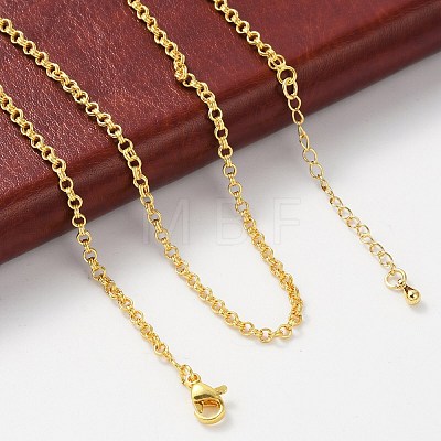 Brass Double Link Chains Necklaces for Women NJEW-D302-37G-1