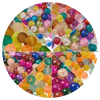 Transparent Frosted Glass Beads and Transparent Crackle Glass Beads CCG-CD0001-01-1