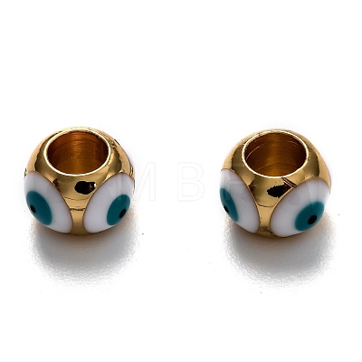 Brass European Enamel Beads KK-B028-25G-C-1