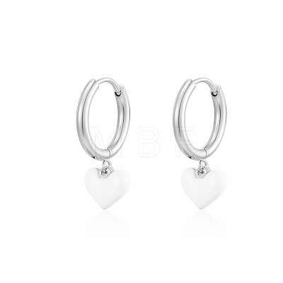 Non-Tarnish Stainless Steel Heart Hoop Earrings for Women VW3675-2-1