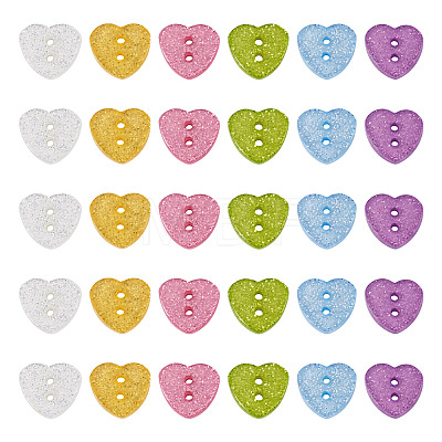 30Pcs 6 Colors Resin Buttons BUTT-TA0001-57-1