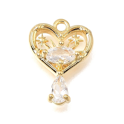 Brass Micro Pave Clear Cubic Pendants CU-CBA1682-06C-G-1