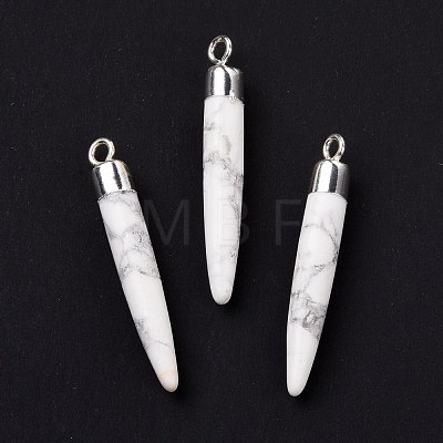 Natural Howlite Brass Pointed Pendants G-B025-02P-16-1