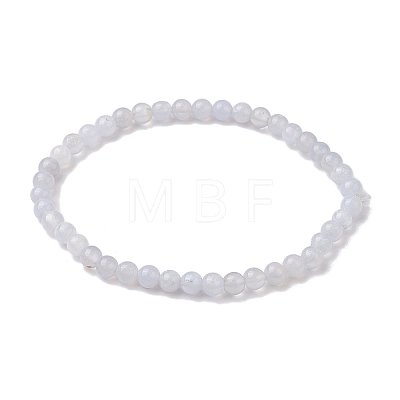 6mm Natural Blue Lace Agate Round Beaded Stretch Bracelets BJEW-JB10855-02-1