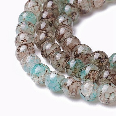 Spray Painted Glass Beads Strands GLAA-A038-C-48-1