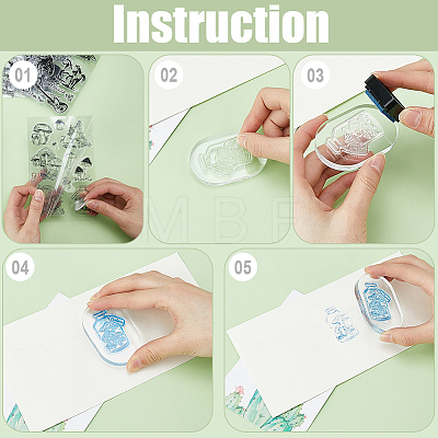 CRASPIRE 2 Sheets 2 Styles PVC Plastic Stamps DIY-CP0010-06B-1