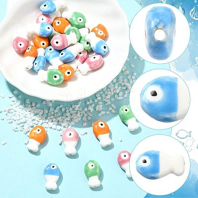 16Pcs Handmade Porcelain Ceramic Beads PORC-FS0001-68B-1