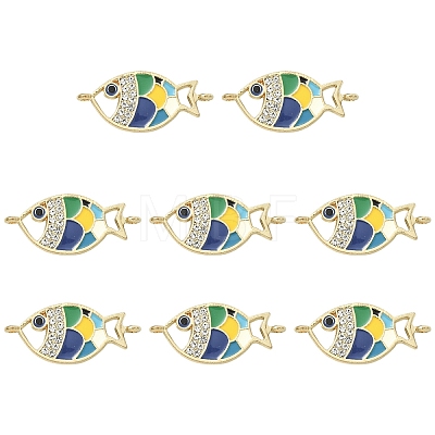 10Pcs Alloy Enamel Fish Links Connectors ENAM-YW0005-86B-1