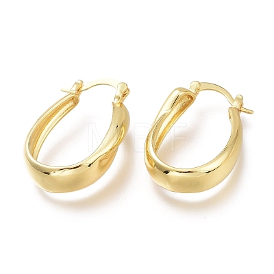Brass Thick Hoop Earrings EJEW-H104-08G-1