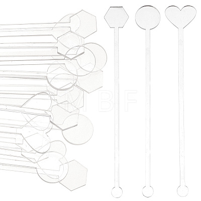  30Pcs 3 Style Transparent Acrylic Stirring Rods TACR-NB0001-30B-1