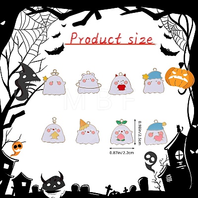 24Pcs 8 Style Halloween Theme Alloy Enamel Pendants ENAM-SZ0004-24-1