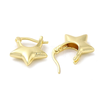 Rack Plating Brass Star Hoop Earrings for Women EJEW-D073-04G-1
