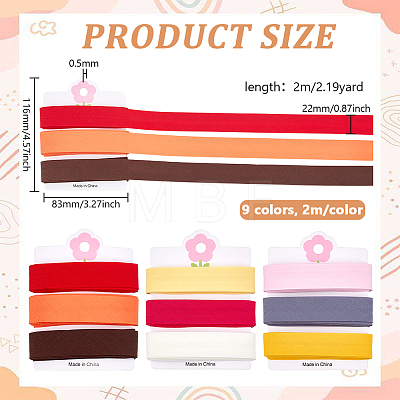 9 Colors Cotton Polyester Ribbon OCOR-PH0005-84-1