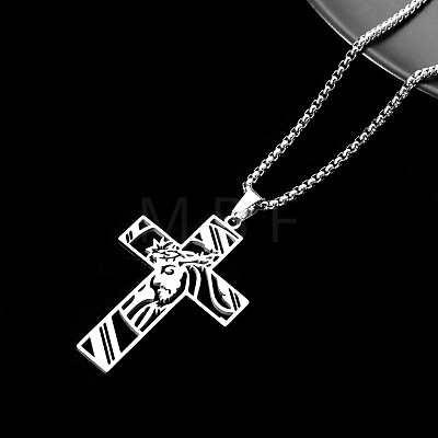 Stainless Steel Hollow Cross Pendant Necklaces ZL9488-2-1