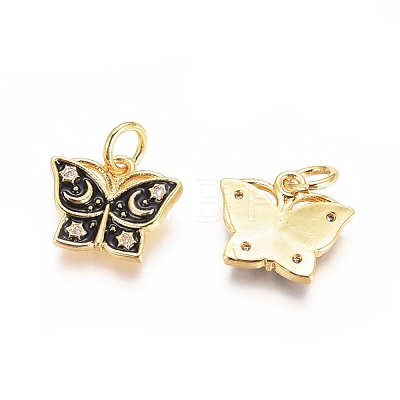 Brass Micro Pave Cubic Zirconia Charms ZIRC-G161-05G-01-1