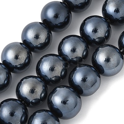 Electroplate Round Pearlized Glass Pearl Beads Strands EGLA-U002-01A-1