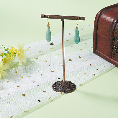 1 Pair Natural Amazonite Dangle Earrings EJEW-TA0001-85-1