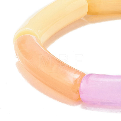 Acrylic Curved Tube Beaded Stretch Bracelet BJEW-JB07980-02-1