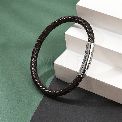 Ion Plating(IP) Braided Leather Cord Bracelets for Men BJEW-Z081-09-1