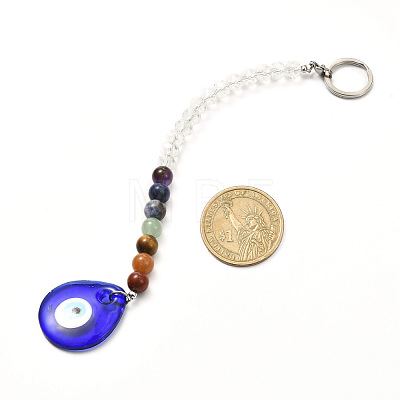 Natural Mixed stone with Evil Eye Lampwork Pendant PALLOY-JF00999-01-1