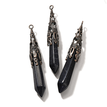 Synthetic Blue Goldstone Pointed Big Pendants G-P560-02R-20-1