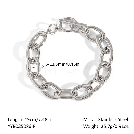 304 Stainless Steel Cable Chain Bracelets for Women HO5603-2-1