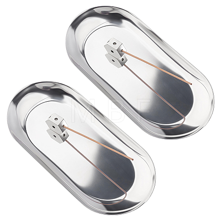 2Pcs Stainless Steel Oval Jewelry Storage Trays for Rings AJEW-ME0004-11-1