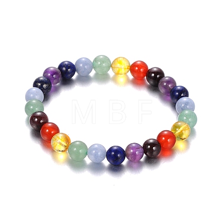Natural Gemstone Stretch Chakra Bracelets BJEW-JB01686-1