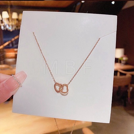 Heart Stainless Steel Cable Chain Necklaces for Women PW-WG60106-03-1