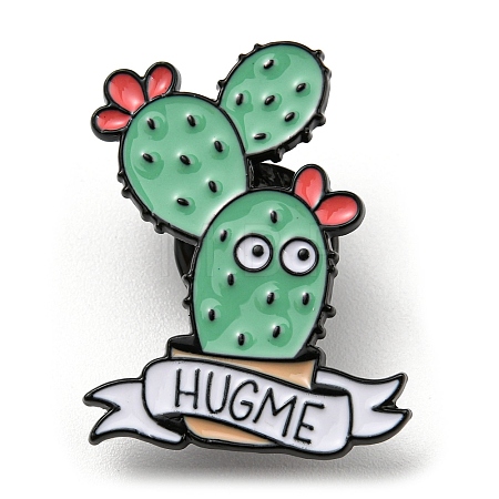 Cactus with Word Hug Me Enamel Pins JEWB-Q031-04EB-01-1