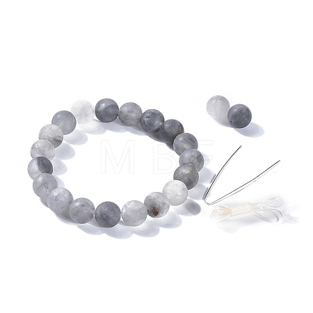 Natural Cloudy Quartz Beads Stretch Bracelets BJEW-JB04173-02-1
