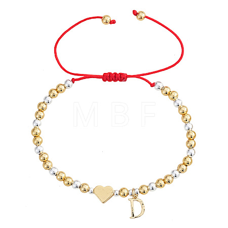 Brass Initial D Charm Bracelets GM5695-1-1