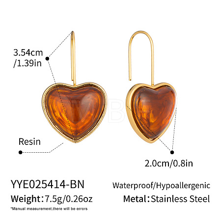 Heart 304 Stainless Steel Dangle Earrings KD3316-7-1