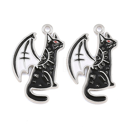 Alloy with Black Enamel Pendants AL-CBA2919-02P-07-1