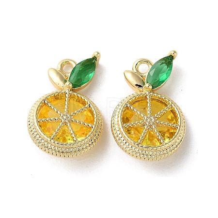 Brass Micro Pave Cubic Zirconia Charms KK-F872-12G-1