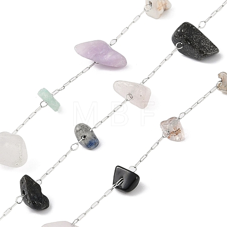 Handmade Natural Mixed Stone Chip Beads Chain CHS-H028-06B-01-1