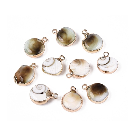 Electroplate Natural Sea Shell Pendants SSHEL-Q100-11B-KCG-1