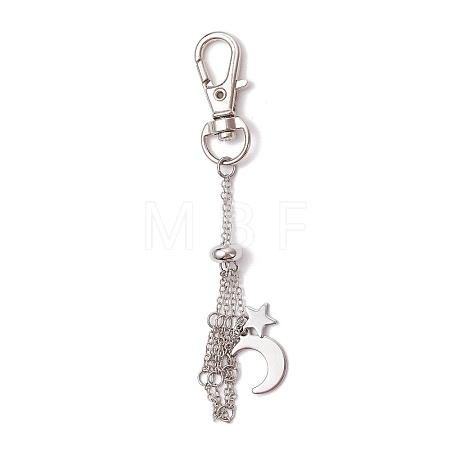 Moon Alloy Swivel Lobster Claw Clasps & Brass Cable Chains AJEW-JB01337-01-1