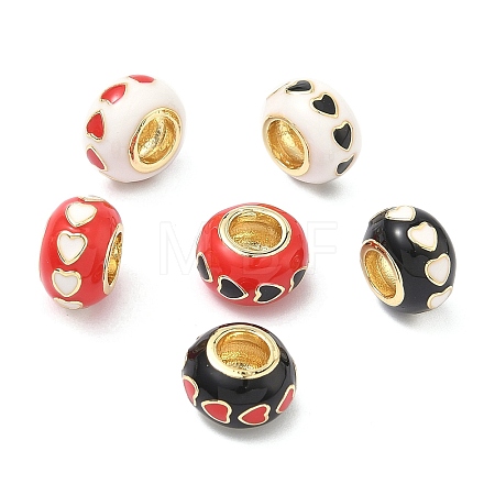 Brass Enamel European Beads KK-P345-01G-M-1