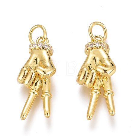 Brass Micro Pave Clear Cubic Zirconia ASL Pendants ZIRC-Z008-32G-1