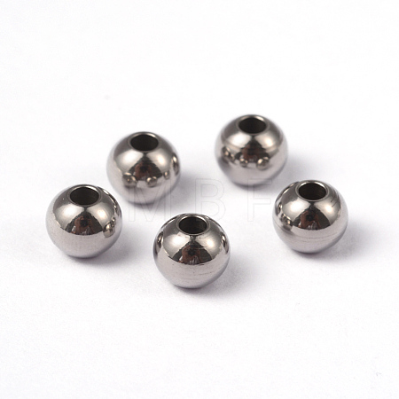 Tarnish Resistant Round 202 Stainless Steel Beads STAS-G130-6mm-63P-1