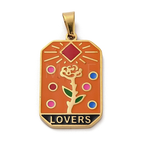 Ion Plating(IP) 304 Stainless Steel Enamel Pendants STAS-Q003-01G-012-1