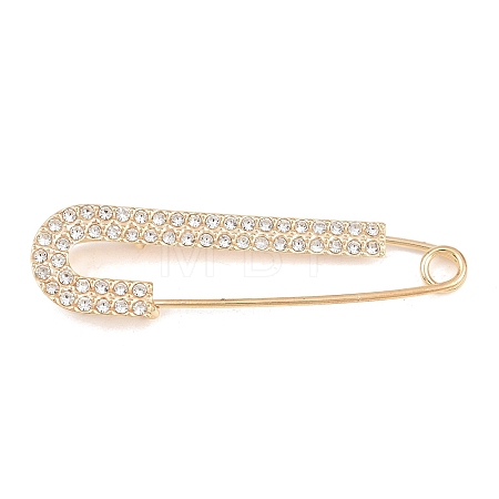 Crystal Rhinestone Safety Pin Brooches JEWB-A040-01C-G-1