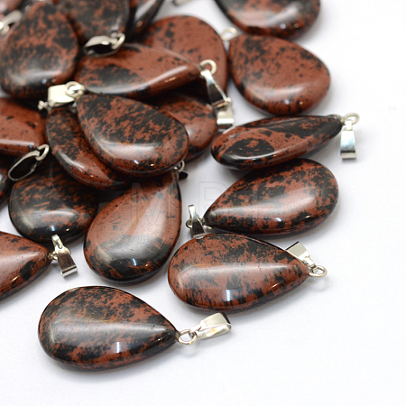 Teardrop Natural Mahogany Obsidian Pendants G-Q368-11-1