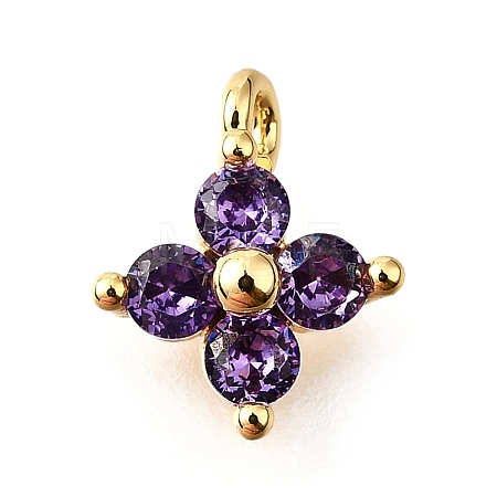 Brass Micro Pave Cubic Zirconia Pendants KK-D356-07G-G-1