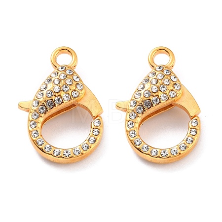 Alloy Rhinestone Lobster Claw Clasps PALLOY-L166-01G-1