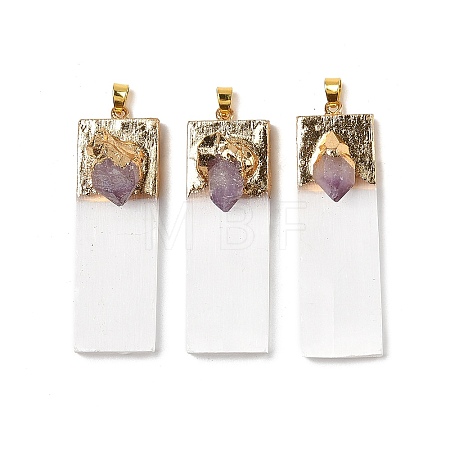 Natural Amethyst & Selenite Big Pendants G-H084-09G-02-1