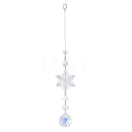 AB Color Glass Snowflake Pendant Decorations AJEW-Q144-02P-02-1
